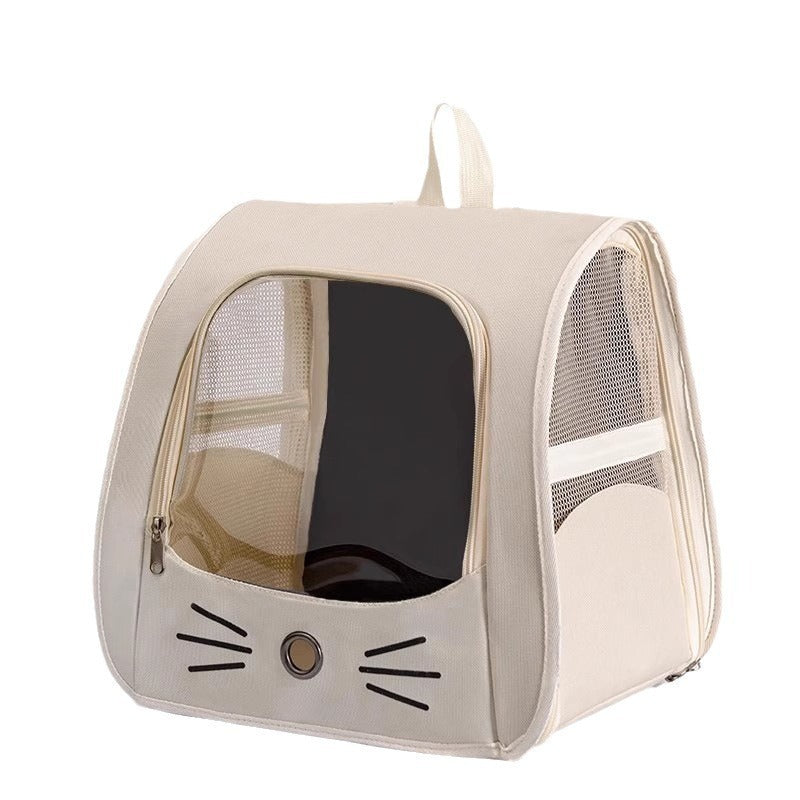 Mochila de Transporte para Gatos com Janela Transparente Respirável Leve e Portátil Saco de Viagem para Animais Branco Sujo Amarelo Azul Cinzento