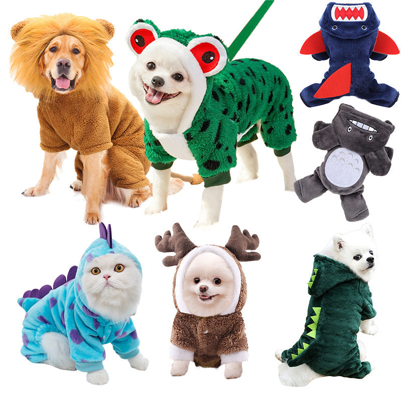 Completo per animali domestici in flanella con stampa animalier a quattro zampe per cani e gatti, multicolore