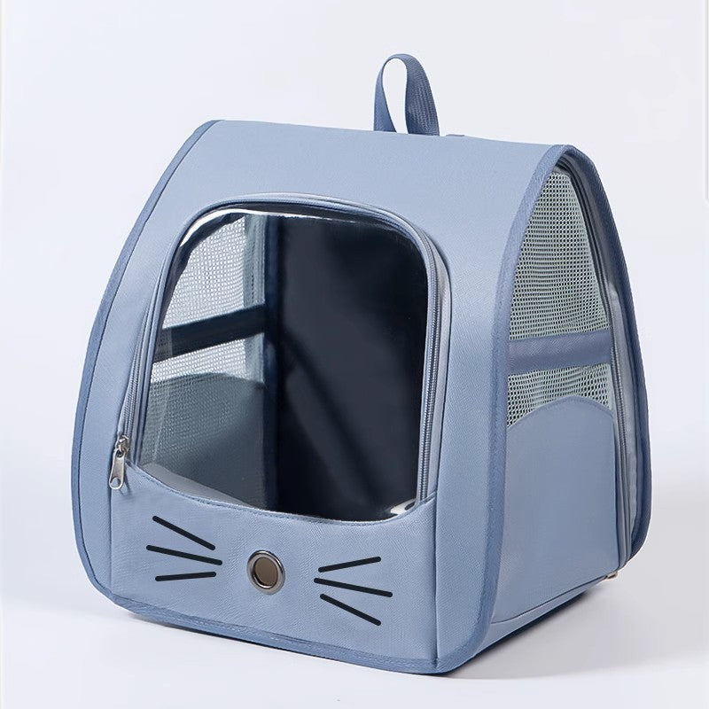 Zaino Trasportino per Gatti con Finestra Trasparente, Borsa da Viaggio Traspirante, Leggera e Portatile per Animali, Bianco Sporco, Giallo, Blu, Grigio