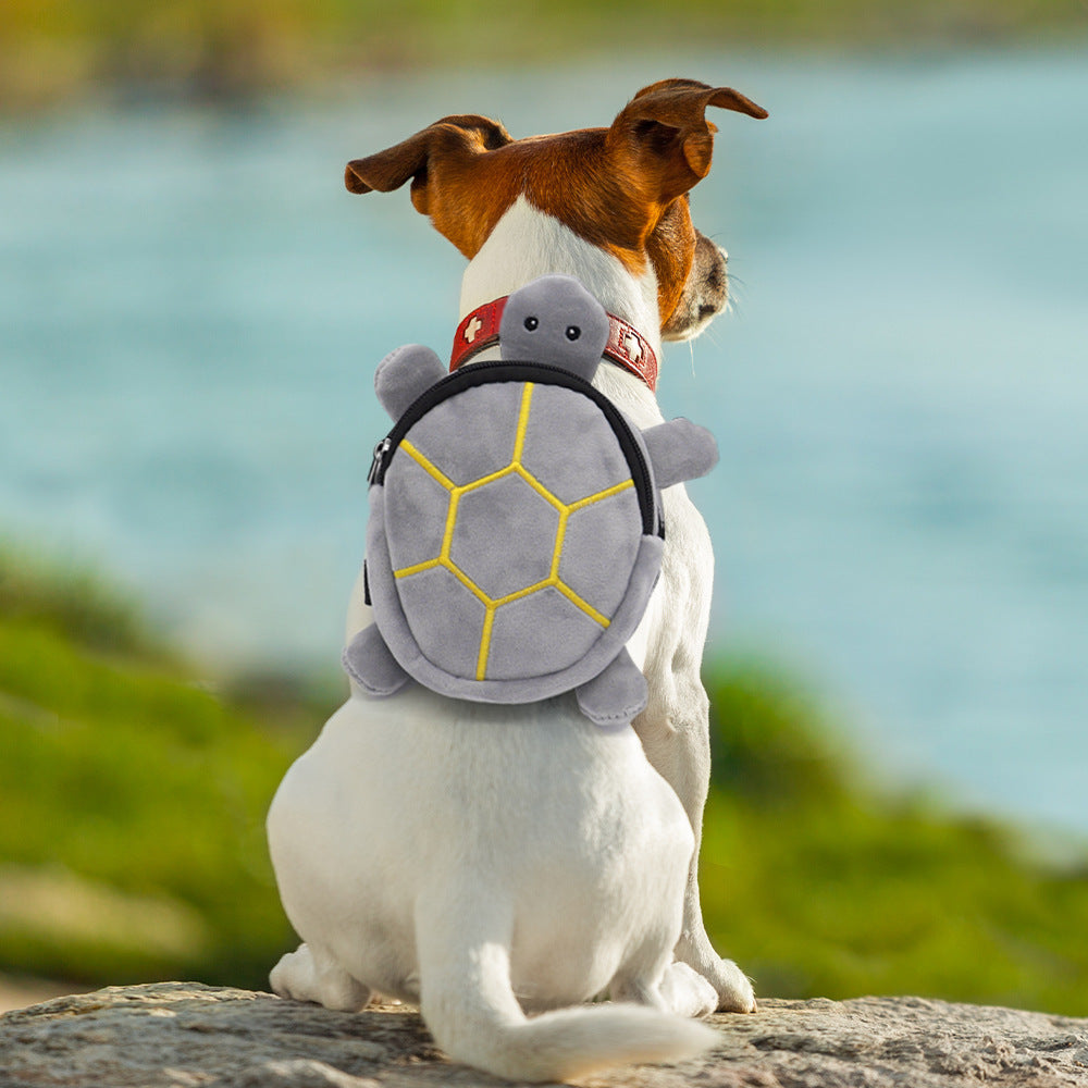 Zaino a forma di tartaruga di peluche per cani di piccola taglia con spallacci regolabili