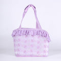 Borsa portagatti portatile in pizzo, viola, blu, bianco sporco, per tutte le stagioni