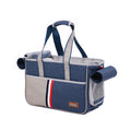 Borsa trasportino per animali in rete traspirante a tracolla blu scuro grigio