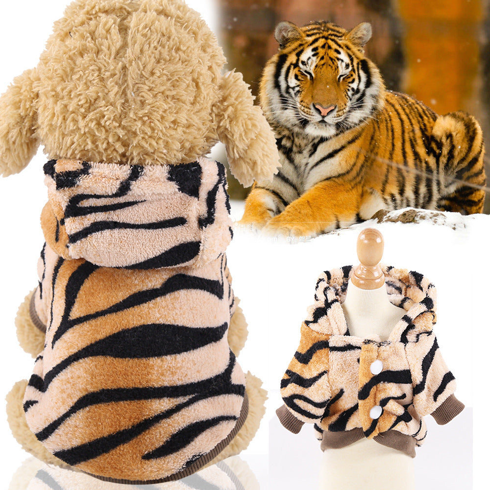 Τετράποδη φανελένια στολή με animal print για σκύλους και γάτες, πολύχρωμη