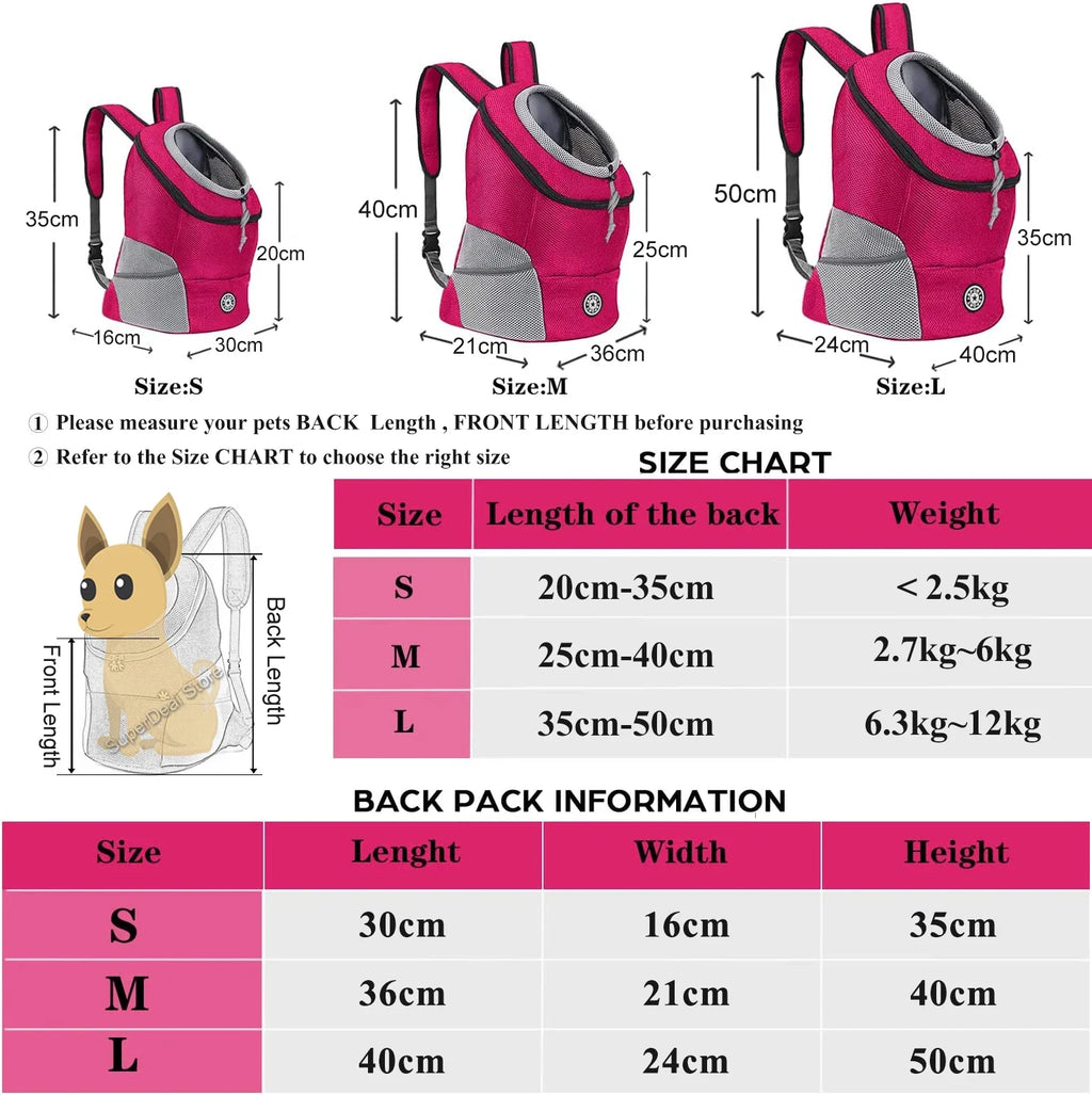 Zaino Trasportino Traspirante in Mesh per Cani Borsa da Viaggio all'Aperto a Mani Libere