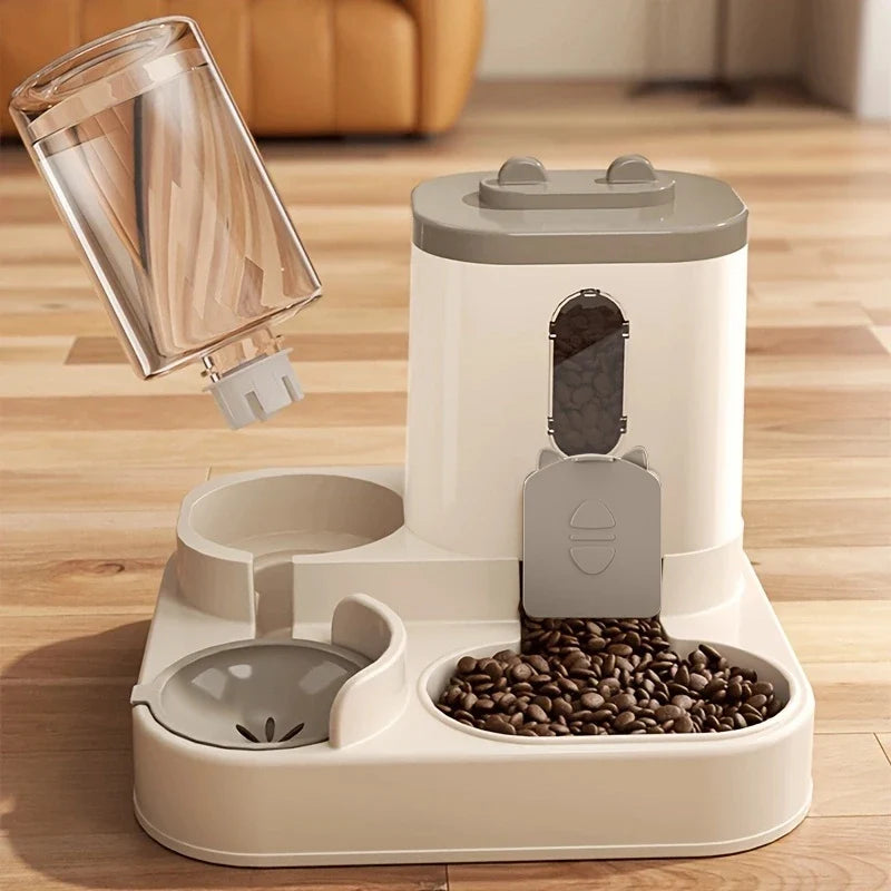 Distributore automatico di cibo per animali con abbeveratoio integrato, multicolore