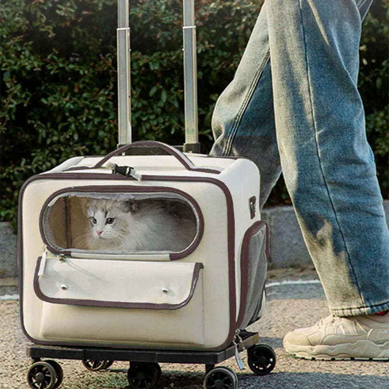 Borsa da Trasporto per Animali con Ruote e Finestra in Rete per Gatti e Cani