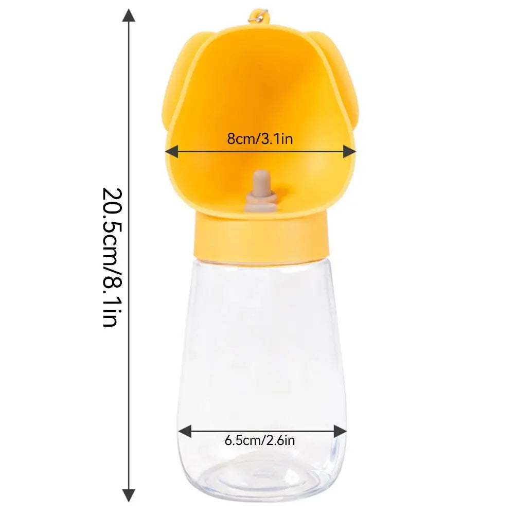 Tragbare Flip-Top-Wasserflasche für Haustiere mit Trinkmulde und Karabinerhaken