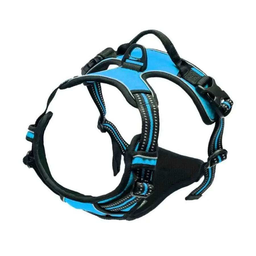 Imbracatura a pettorina riflettente regolabile anti-trazione per cani con cinghie a fibbia, disponibile in vari colori
