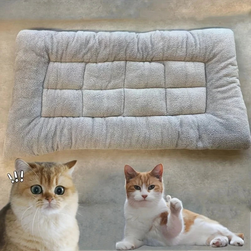 Cama em Tapete para Caixa de Cão Cinzenta em Peluche Fibra Super Macia Respirável Lisa