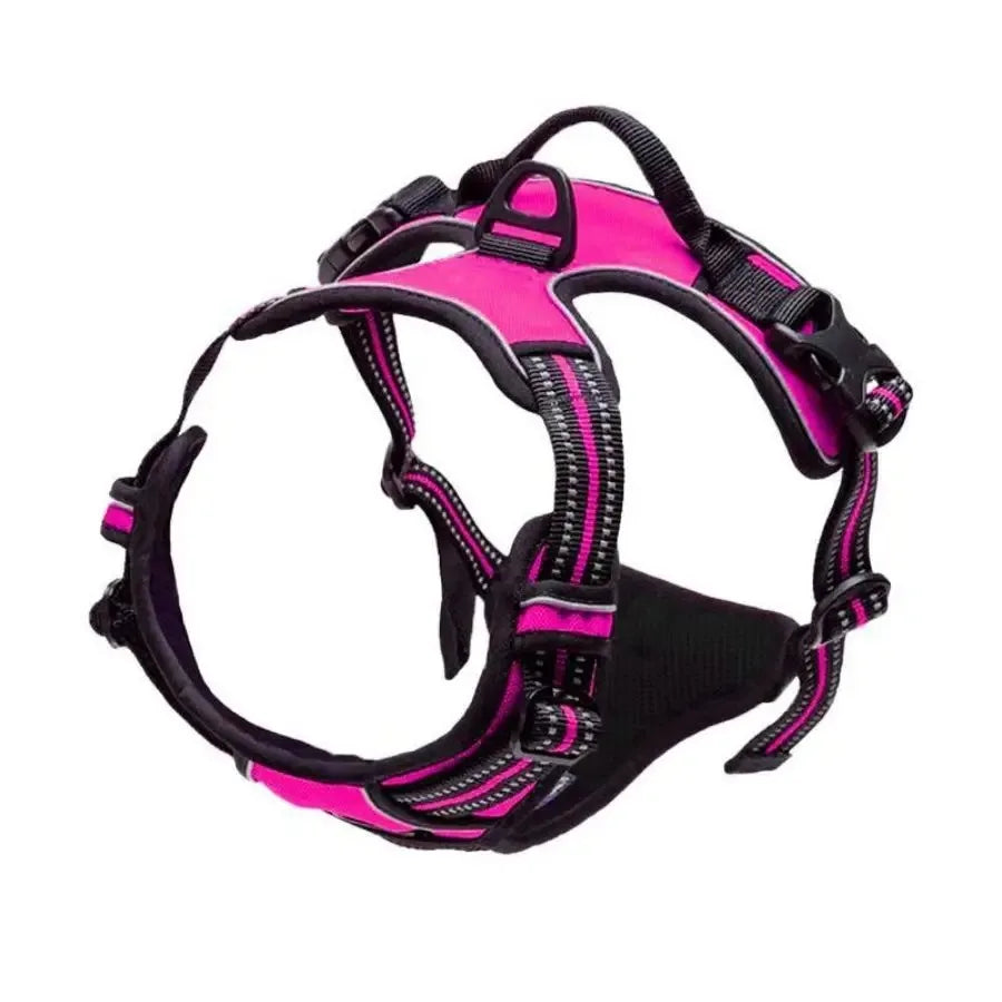 Imbracatura a pettorina riflettente regolabile anti-trazione per cani con cinghie a fibbia, disponibile in vari colori