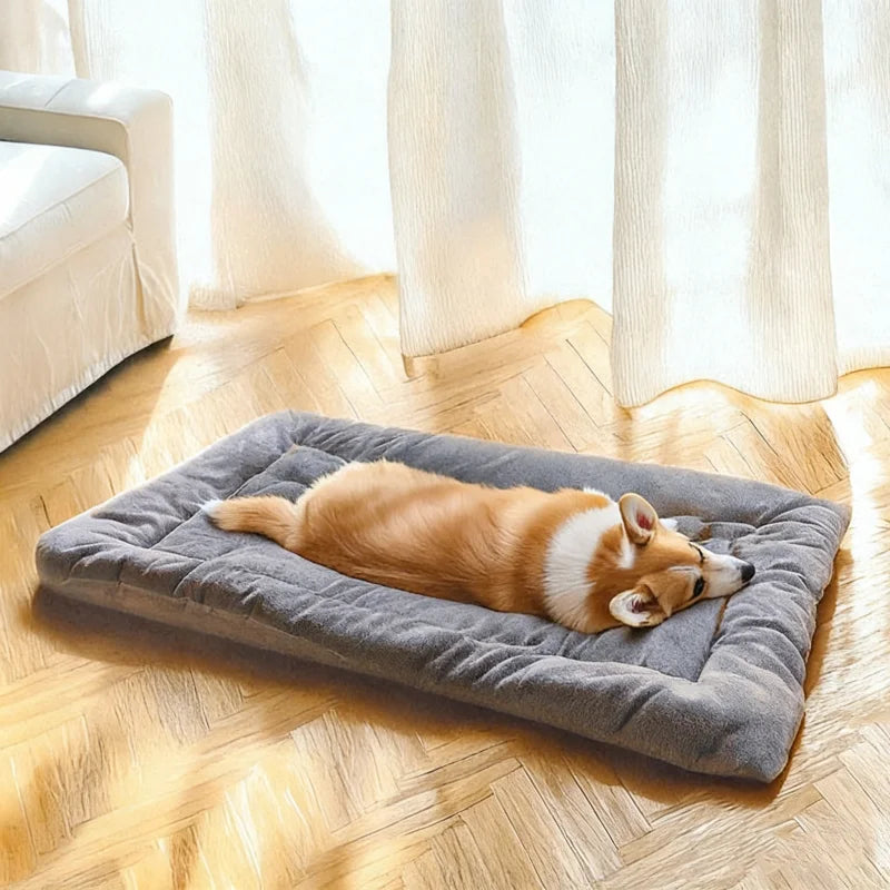 Divano Letto Oversize in Peluche per Animali in Fibra Traspirante Grigio Lavabile in Lavatrice Tappetino per Cani