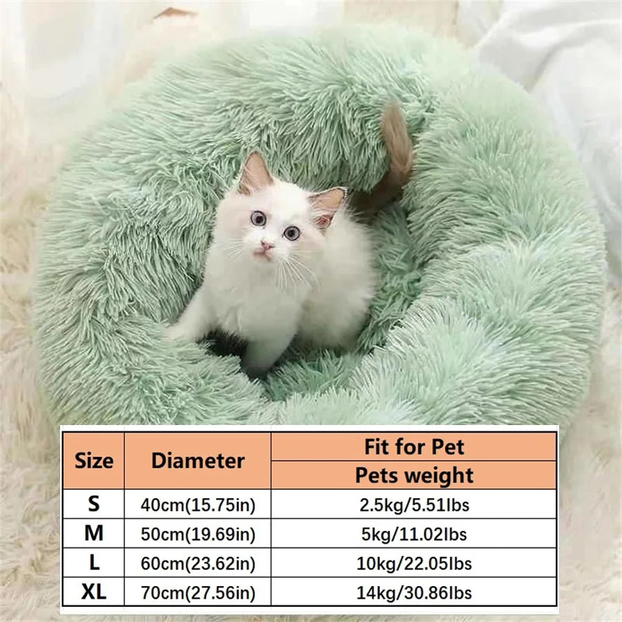 Cuccia calmante a ciambella in peluche per animali domestici