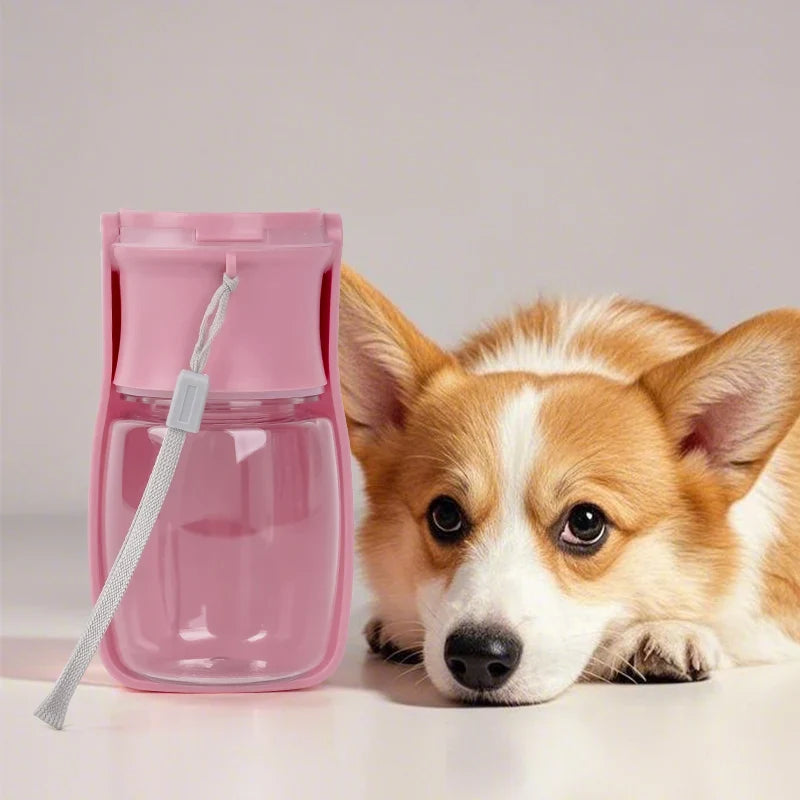 Garrafa de água portátil e dobrável para animais de estimação com tigela dispensadora para cães e gatos