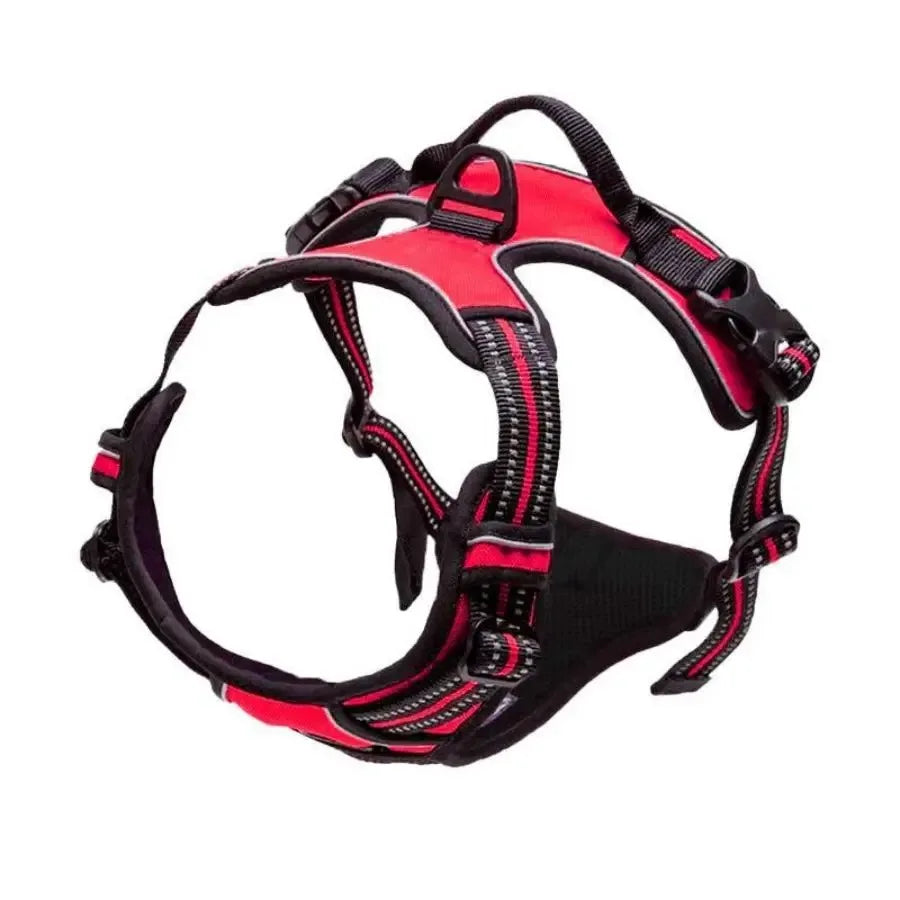 Imbracatura a pettorina riflettente regolabile anti-trazione per cani con cinghie a fibbia, disponibile in vari colori