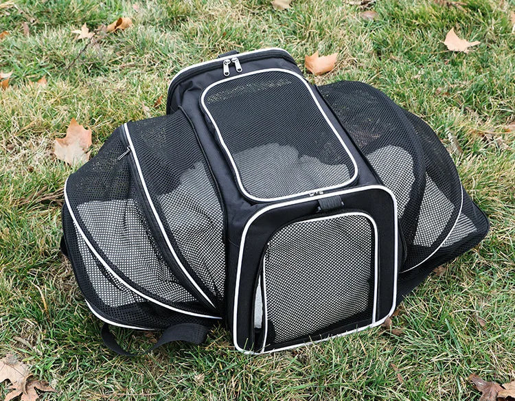 Borsa da Viaggio Traspirante in Mesh Espandibile con Apertura Laterale per Animali Domestici