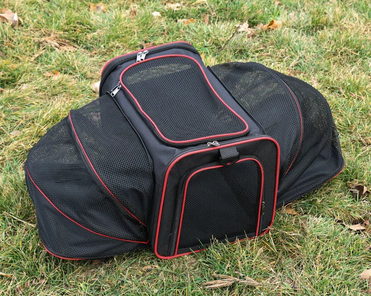 Borsa da Viaggio Traspirante in Mesh Espandibile con Apertura Laterale per Animali Domestici