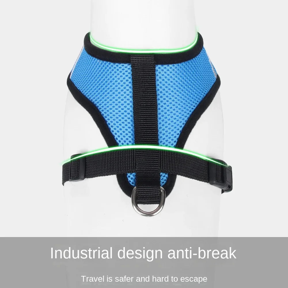 Breathable Mesh Pet Harness with Matching Leash for Cats and Small Dogs