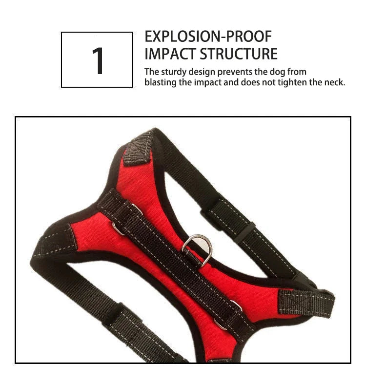 Adjustable Reflective Vest Dog Harness with Quick-Release Buckle