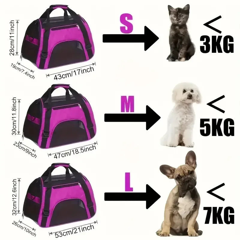 Mala de Transporte para Animais de Estimação em Malha Respirável para Cães e Gatos Multicor