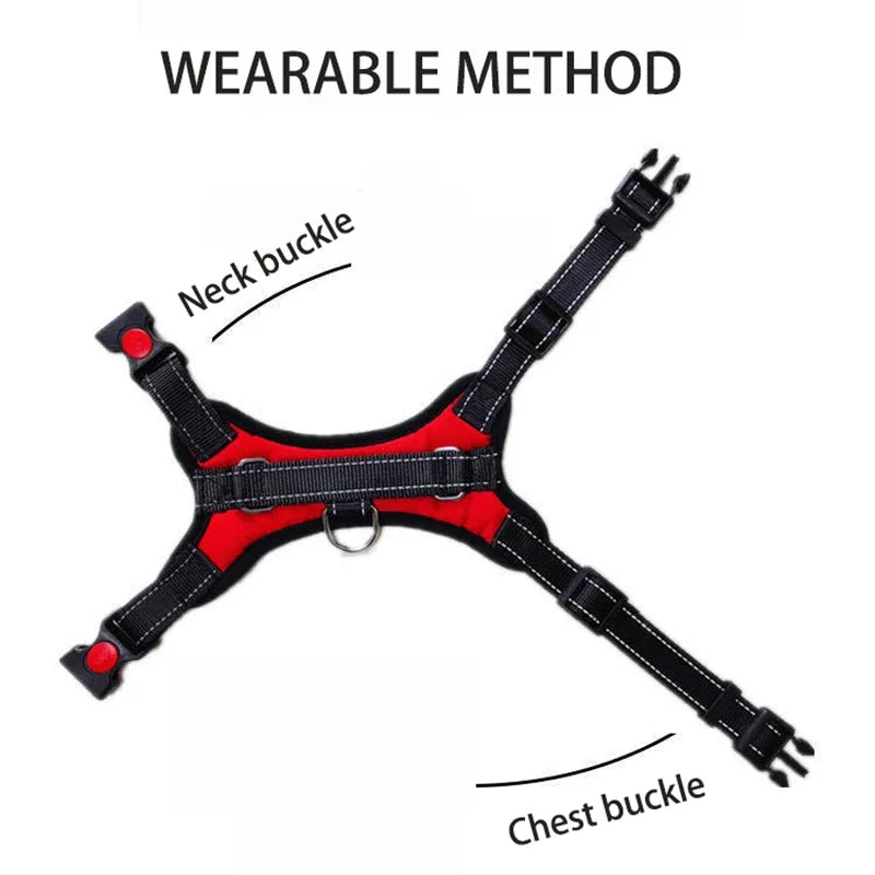 Adjustable Reflective Vest Dog Harness with Quick-Release Buckle