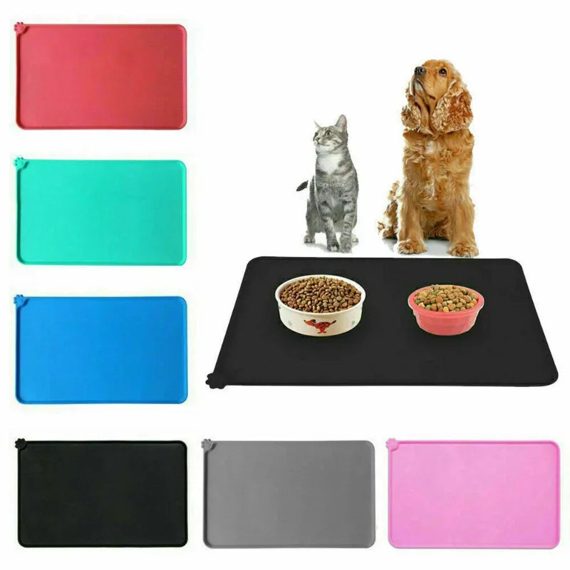 Tapete de Silicone para Comida e Água de Animais de Estimação com Borda Elevada