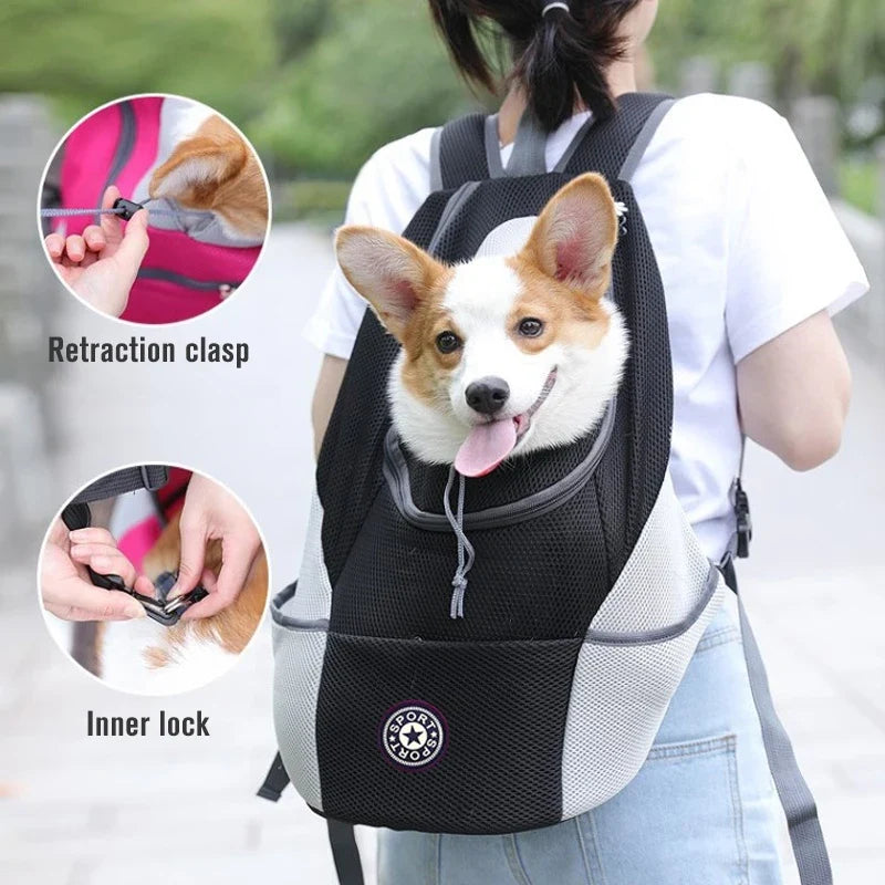 Zaino Trasportino Traspirante in Mesh per Cani Borsa da Viaggio all'Aperto a Mani Libere