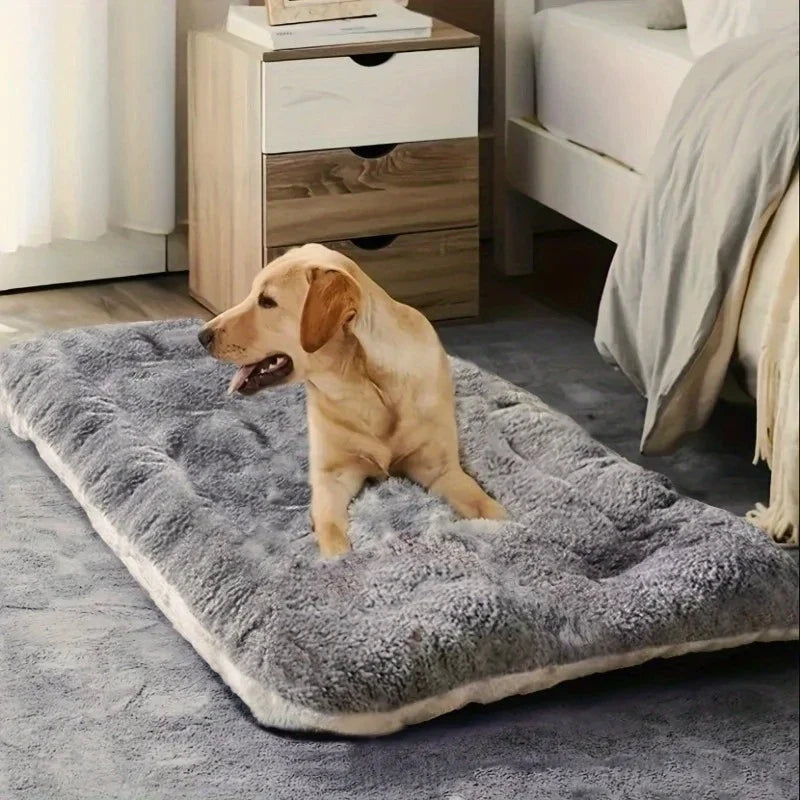 Plüschige graue Hundekissen-Einlage, superweich, atmungsaktive Faser, einfarbig