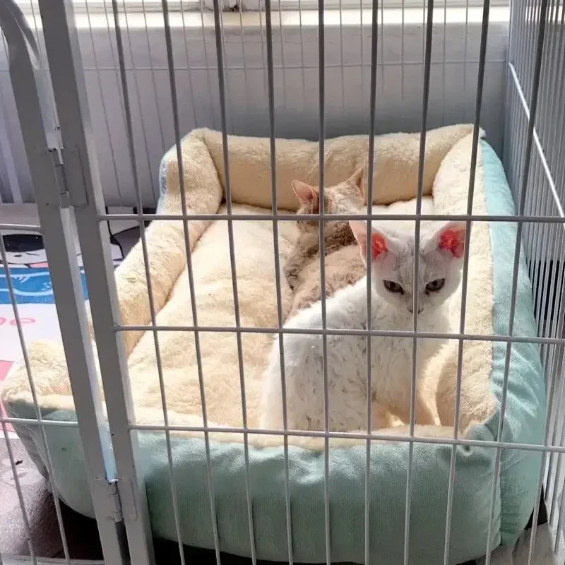 Weiches Plüsch-Rechteck-Sofa Haustier-Schlafplatz für Katzen und Hunde