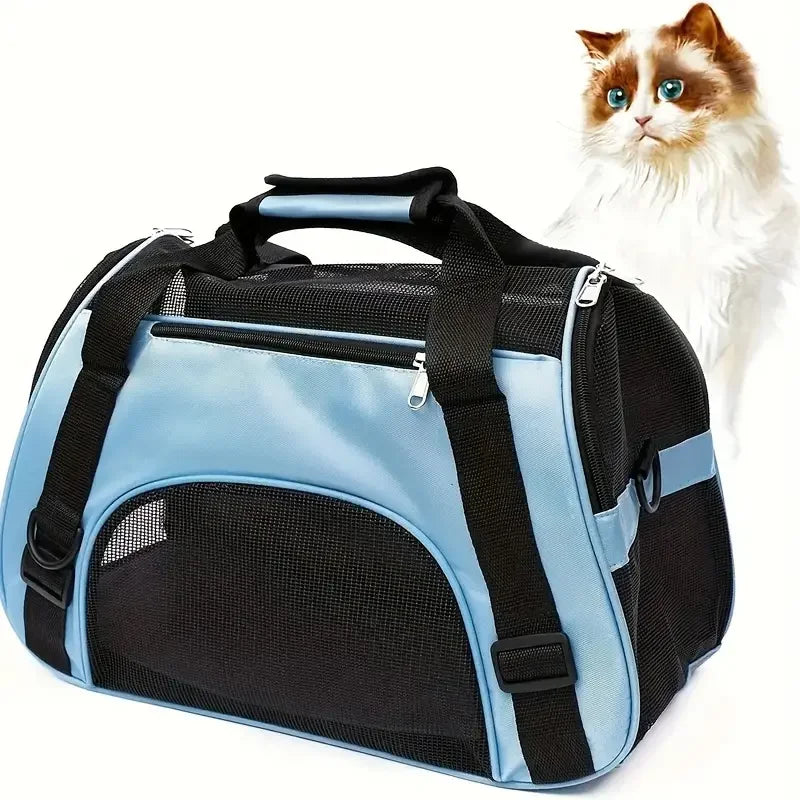 Borsa trasportino in rete traspirante per cani e gatti multicolore
