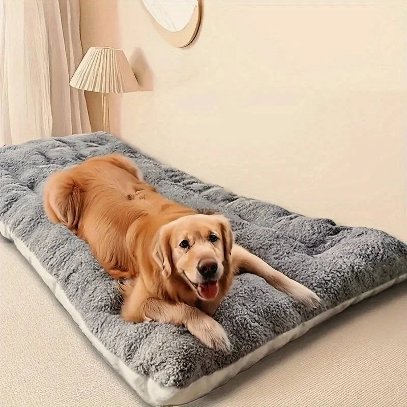 Cama em Tapete para Caixa de Cão Cinzenta em Peluche Fibra Super Macia Respirável Lisa