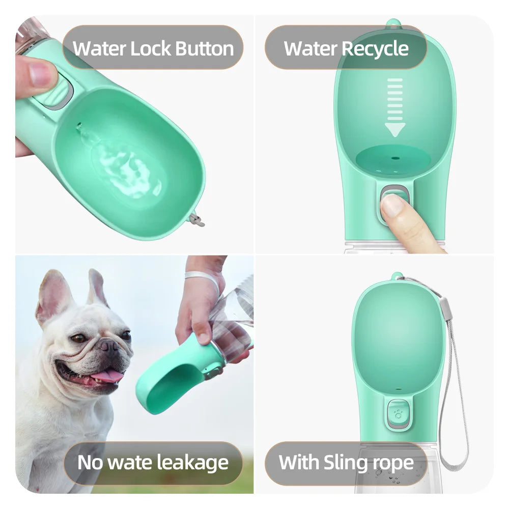 Garrafa de Água Portátil para Animais de Estimação com Tiga de Água Integrada Multicolorida