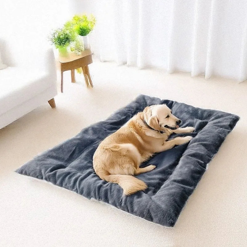 Divano Letto Oversize in Peluche per Animali in Fibra Traspirante Grigio Lavabile in Lavatrice Tappetino per Cani