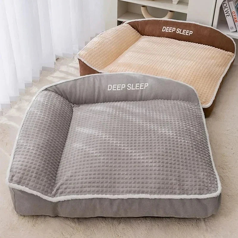 Ribfluwelen bankbed voor honden en katten kaki grijs ademend