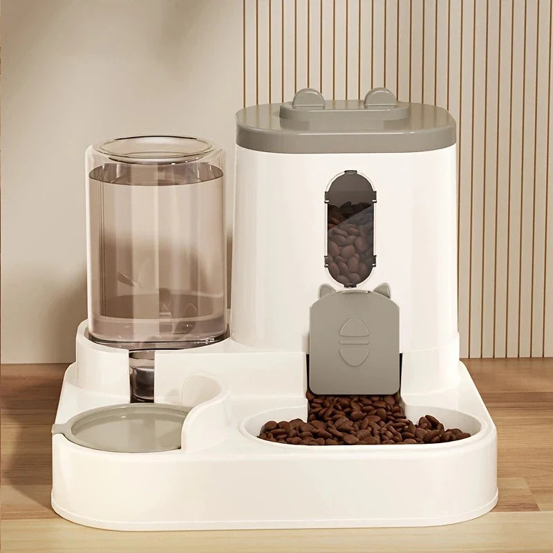 Distributore automatico di cibo per animali con abbeveratoio integrato, multicolore