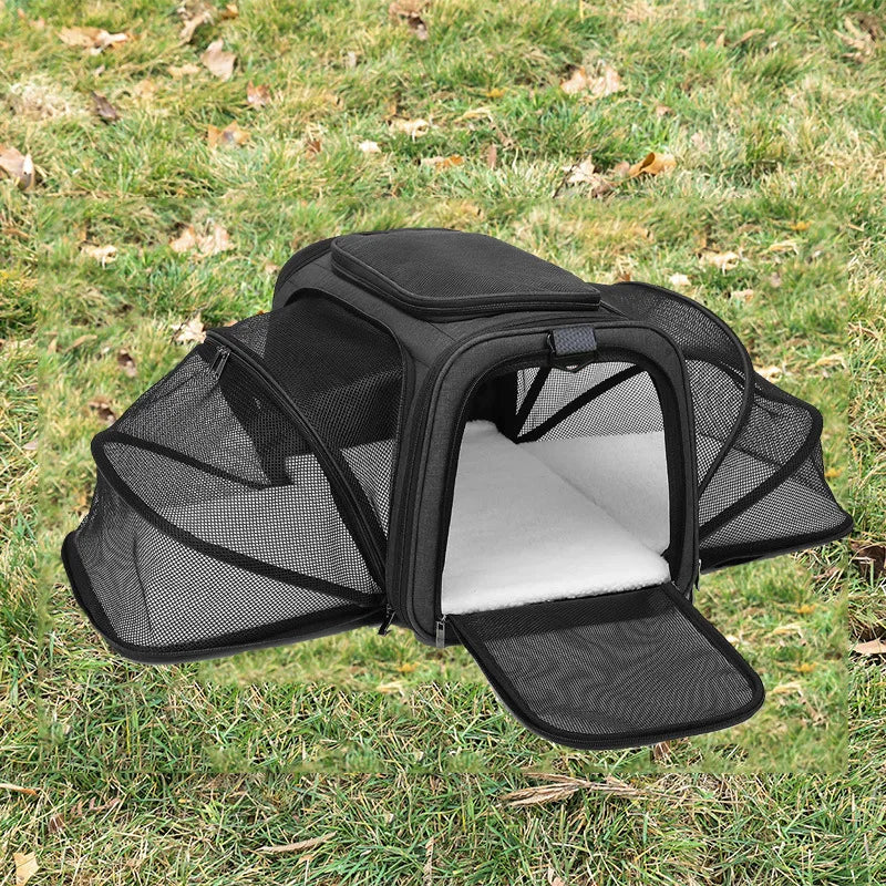 Borsa da Viaggio Traspirante in Mesh Espandibile con Apertura Laterale per Animali Domestici