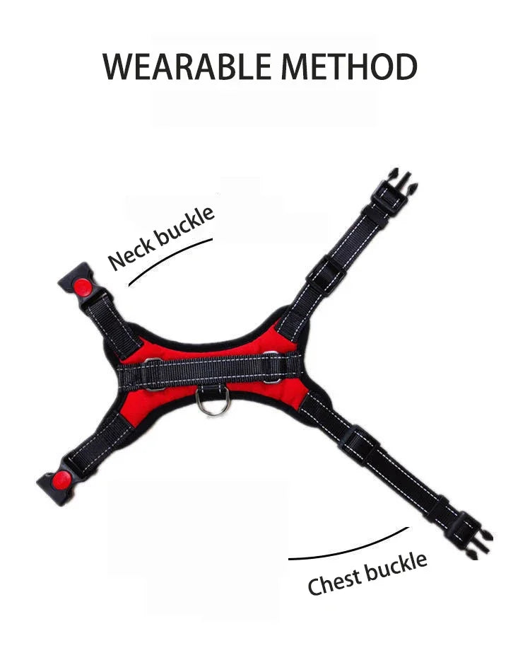 Adjustable Reflective Vest Dog Harness with Quick-Release Buckle