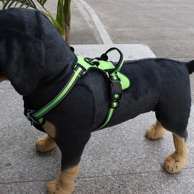 Imbracatura regolabile e imbottita anti-trazione per cani con strisce riflettenti, vari colori