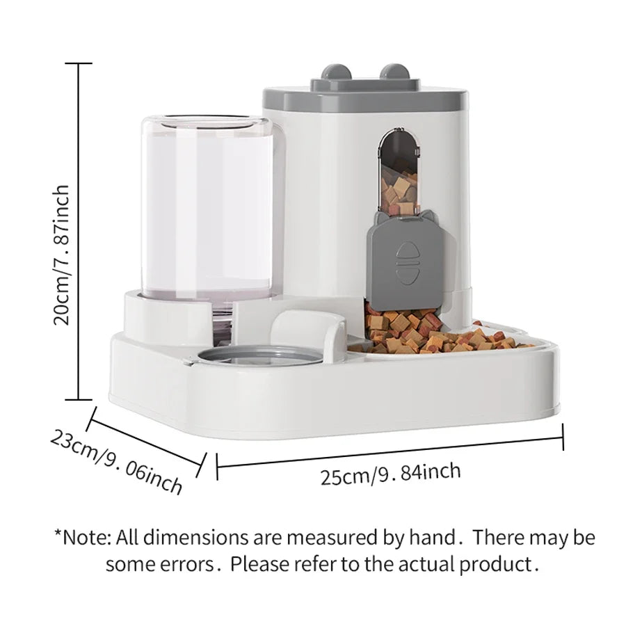 Distributore automatico di cibo per animali con abbeveratoio integrato, multicolore