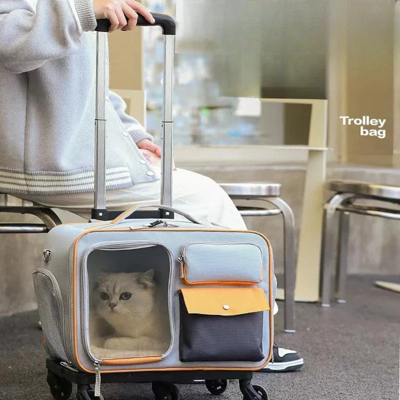 Borsa da Trasporto per Animali con Ruote e Finestra in Rete per Gatti e Cani