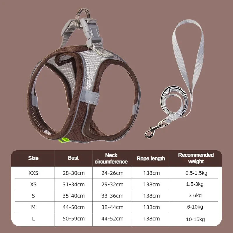 Breathable Reflective Mesh Vest Harness for Cats and Small Dogs