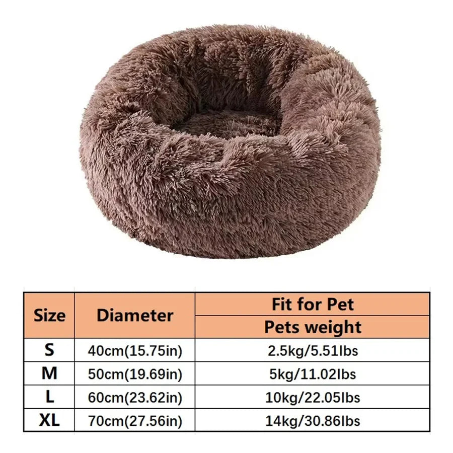 Cuccia calmante a ciambella in peluche per animali domestici
