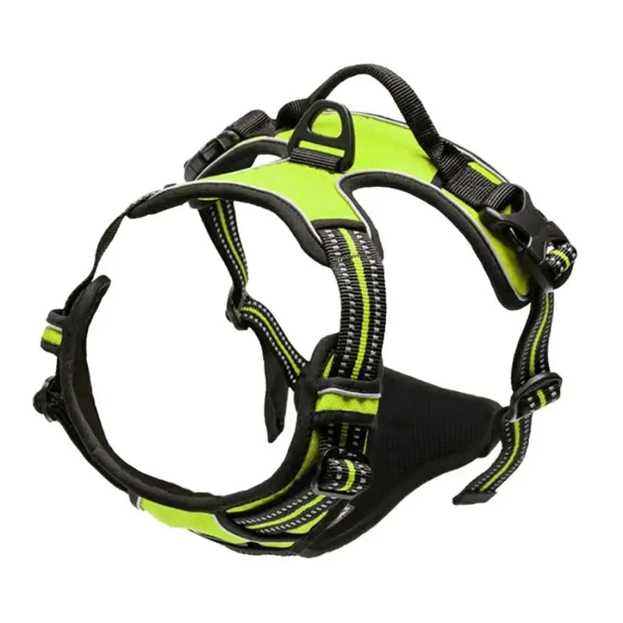 Imbracatura a pettorina riflettente regolabile anti-trazione per cani con cinghie a fibbia, disponibile in vari colori