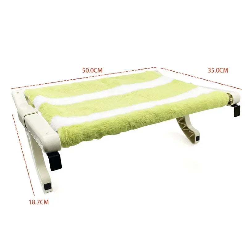 Letto Amaca da Finestra in Peluche a Righe Verdi e Bianche per Gatti