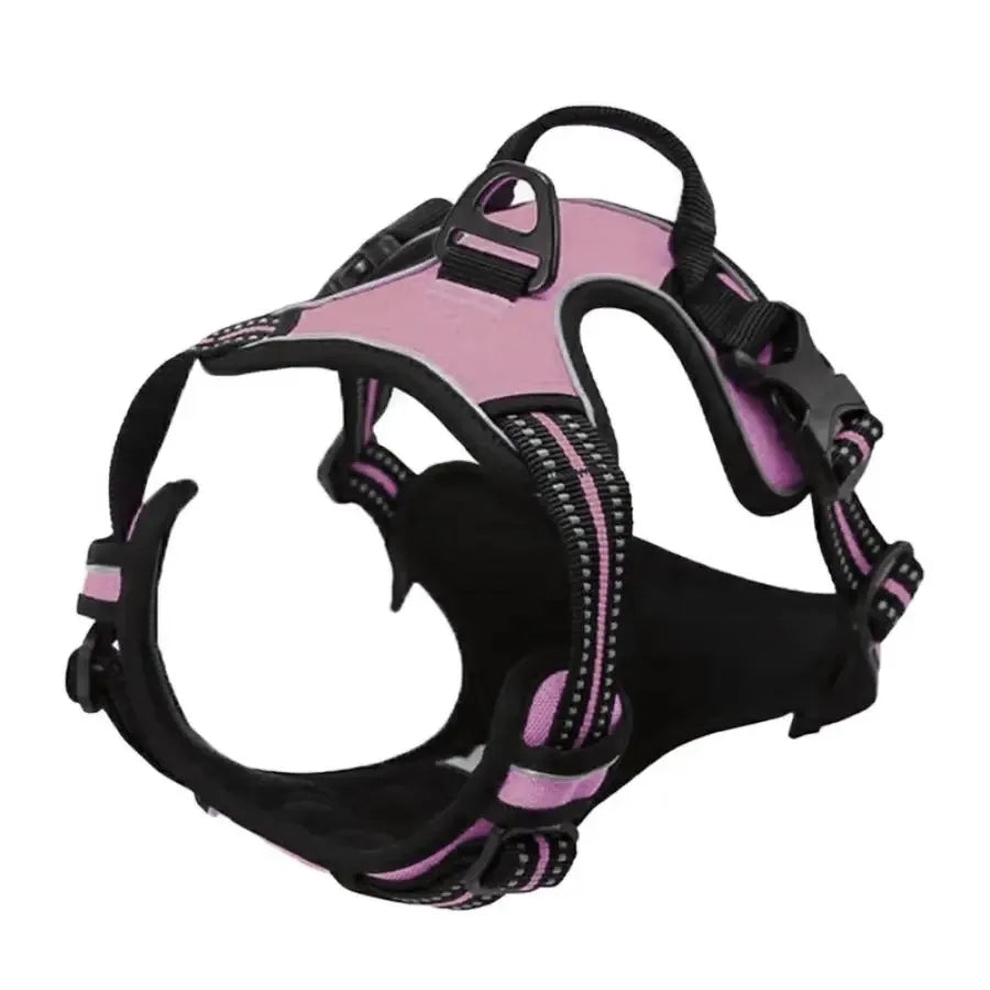 Imbracatura a pettorina riflettente regolabile anti-trazione per cani con cinghie a fibbia, disponibile in vari colori