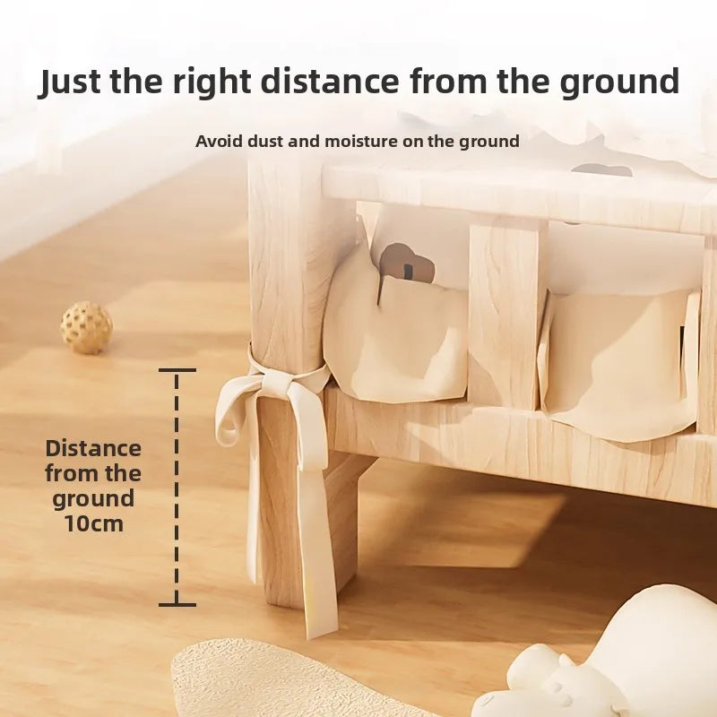 Letto rialzato per animali in legno massello con materassino, beige naturale