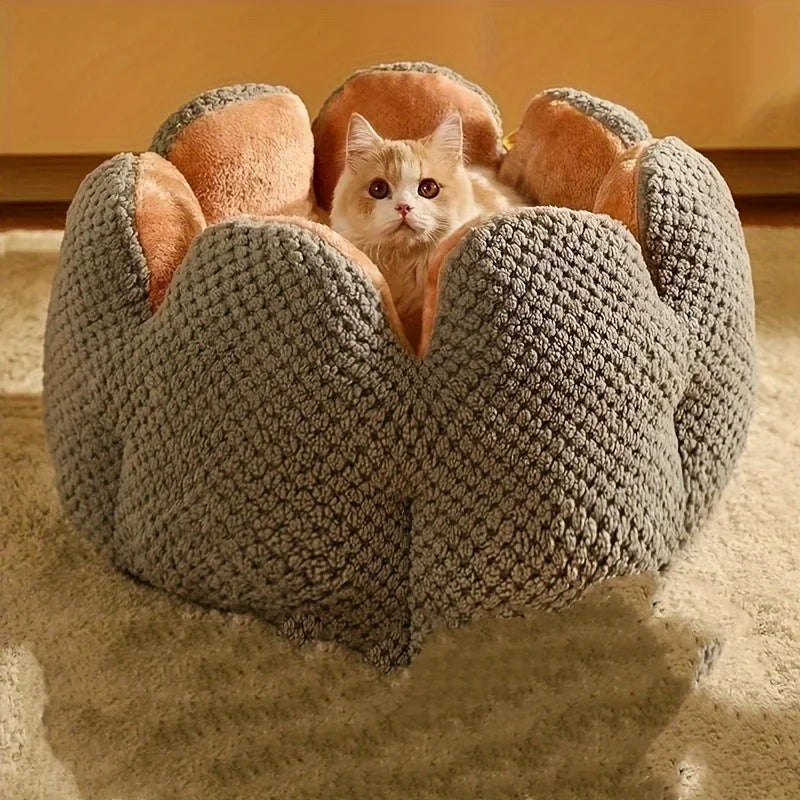 Pluche huisdierenbed met bloemblaadjes Zacht warm nestje voor katten en honden