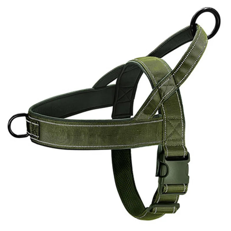 Imbracatura tattica robusta per cani con maniglia superiore, riflettente multicolore