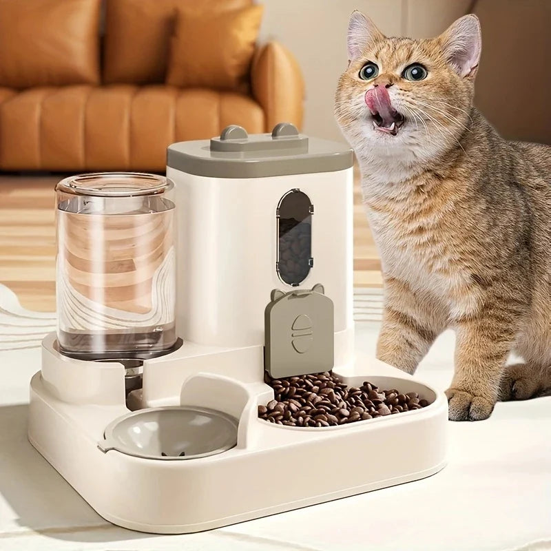 Distributore automatico di cibo per animali con abbeveratoio integrato, multicolore