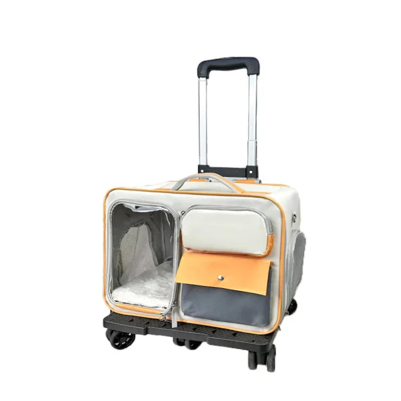 Borsa da Trasporto per Animali con Ruote e Finestra in Rete per Gatti e Cani