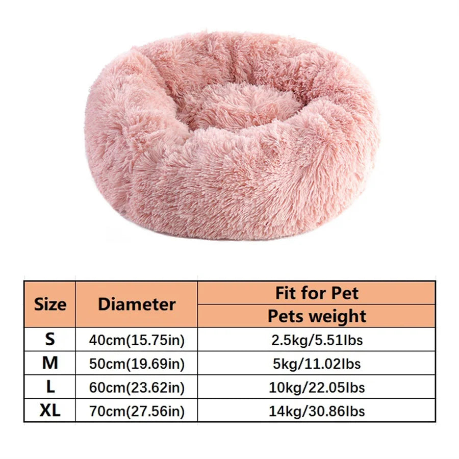 Cuccia calmante a ciambella in peluche per animali domestici